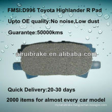 D996 high performance ceramic brake pad for Toyota Highlander